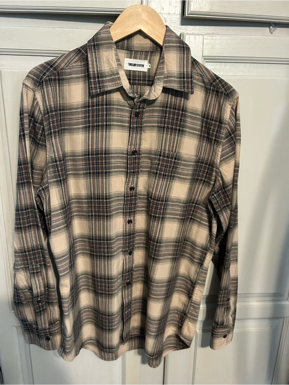Taylor Stitch Men’s Shirt Brown Plaid Button Down Long Sleeve Size 40 Med